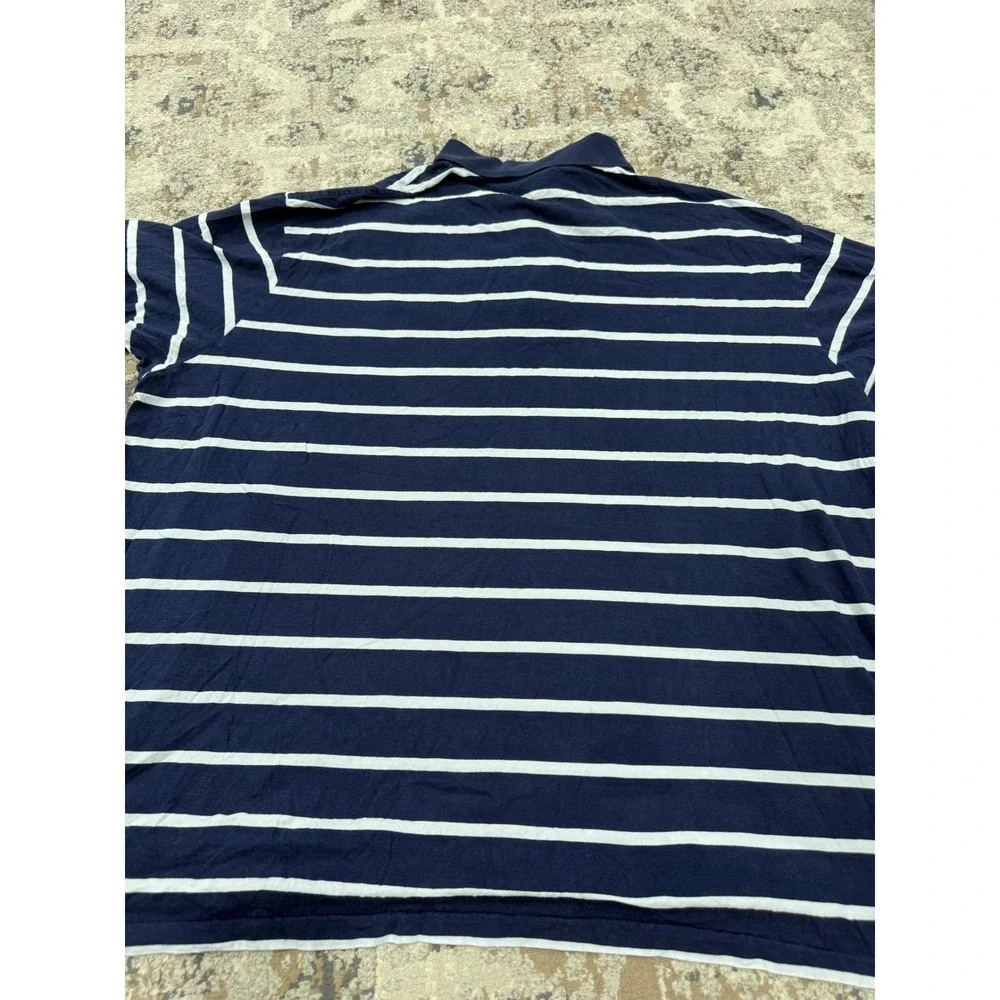 Polo Ralph Lauren Mens 3XB Navy Blue White Striped Short Sleeve Polo Shirt
